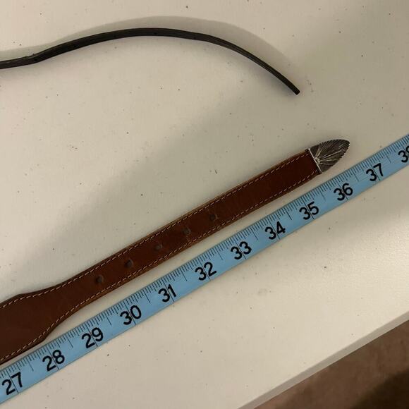 Leegin 1990 USA Brown Genuine Leather Animal Studded Western Belt Size Small - Picture 8 of 15